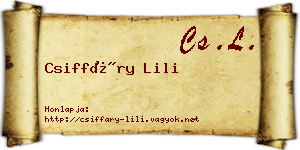 Csiffáry Lili névjegykártya